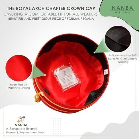 MASONS & REENACTMENT HUB Royal Arch Chapter Crown Cap - Red & White - Masonic Crown Cap Embroided Triple Tau Patch in Saudi Arabia