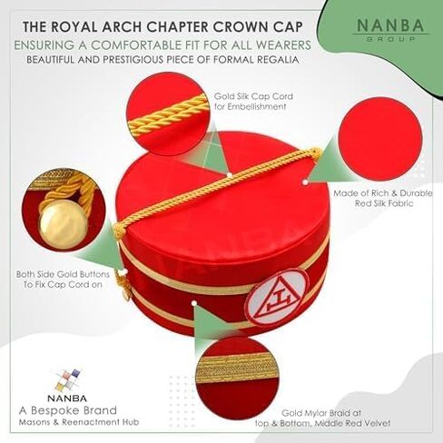 MASONS & REENACTMENT HUB Royal Arch Chapter Crown Cap - Red & White - Masonic Crown Cap Embroided Triple Tau Patch in Saudi Arabia