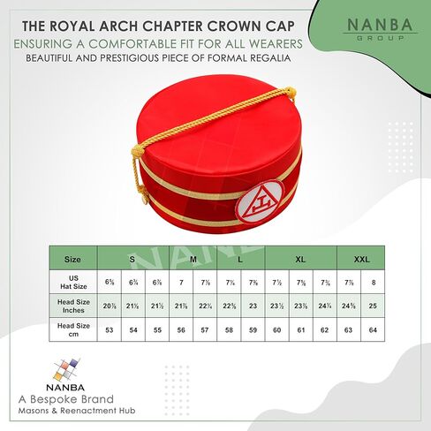 MASONS & REENACTMENT HUB Royal Arch Chapter Crown Cap - Red & White - Masonic Crown Cap Embroided Triple Tau Patch in Saudi Arabia