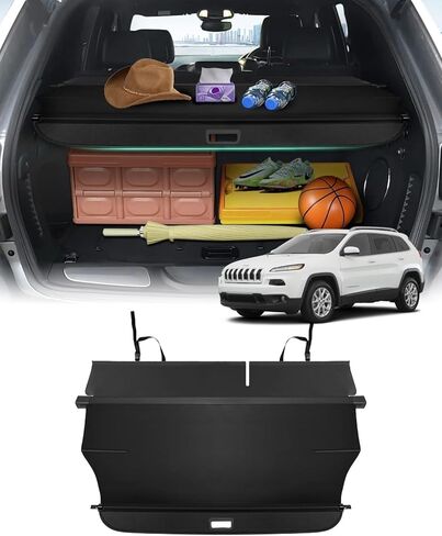 Powerty Fit for Cargo Cover Jeep Cherokee 2014 2015 2016 2017 2018 Retractable Rear Trunk Security Cover Shielding Shade Black No Gap(Not Fit for Grand Cherokee,Not fit for Latitude) in Kuwait