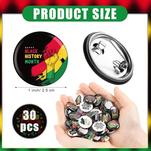 Riceshoot 120 Pcs Black History Month Buttons Pins Bulk 1 Inch Buttons Badge Gifts for Black History Decorations Party Favors, 30 Designs in Saudi Arabia