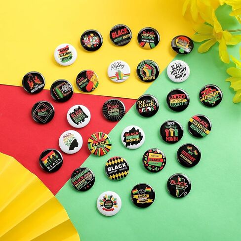 Riceshoot 120 Pcs Black History Month Buttons Pins Bulk 1 Inch Buttons Badge Gifts for Black History Decorations Party Favors, 30 Designs in Saudi Arabia