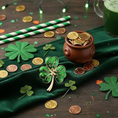 دبابيس يوم القديس باتريك، دبابيس ودبابيس المينا شامروك للنساء، إكسسوارات يوم القديس باتريك، FLB04A in Kuwait