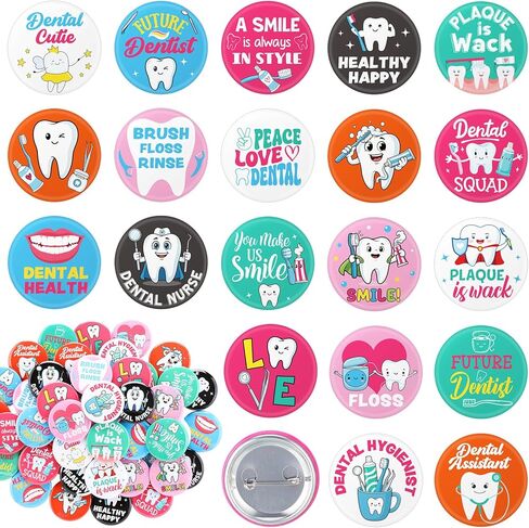 80 Pcs Dental Assistant Week Pins Gifts Bulk Dentist Tooth Health Awareness Lapel Brooches Decor Dental Hygiene Office Gifts for Dentist Nurse Medical Assistant Employee Cloths Decor in Saudi Arabia