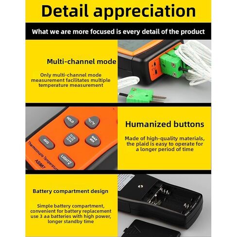 Eujgoov 4 Channels Digital Thermometer K Type Thermocouple Temperature Tester with 4 Probes -200 to 1372℃ for Dual Sample Measurement in Saudi Arabia