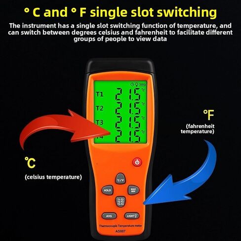 Eujgoov 4 Channels Digital Thermometer K Type Thermocouple Temperature Tester with 4 Probes -200 to 1372℃ for Dual Sample Measurement in Saudi Arabia