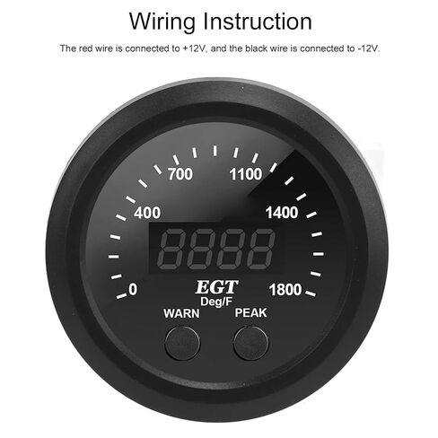 مقياس درجة حرارة الغاز بيسنتي، مقياس EGT الرقمي مع شاشة LED حمراء، نطاق 0-1800 درجة فهرنهايت للشاحنات والمركبات in Saudi Arabia