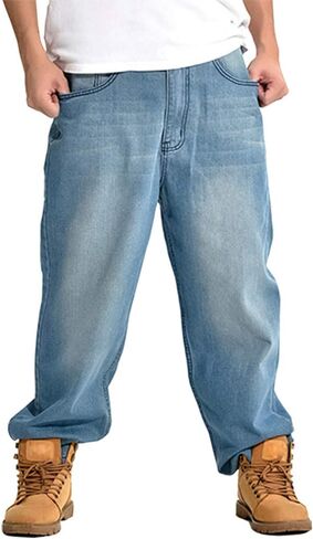 Kinghua Mens Baggy Hip Hop Jeans Loose Fit Skateboard Dance Denim Pants in Saudi Arabia