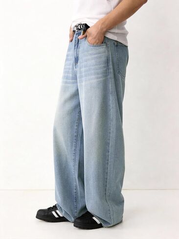 Comdecevis Men's Baggy Jeans Wide Leg Streetwear Loose Fit Denim Pants in Saudi Arabia
