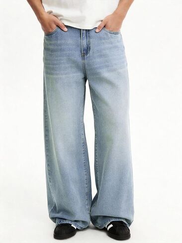 Comdecevis Men's Baggy Jeans Wide Leg Streetwear Loose Fit Denim Pants in Saudi Arabia