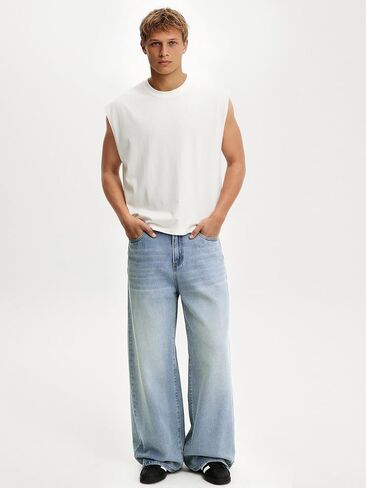 Comdecevis Men's Baggy Jeans Wide Leg Streetwear Loose Fit Denim Pants in Saudi Arabia