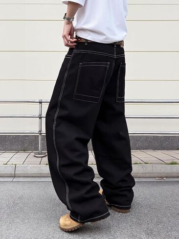 GINGTTO Mens Baggy Jeans Wide Leg Black Y2K Jeans Men Loose Fit Denim Pants Casual 34 in Saudi Arabia