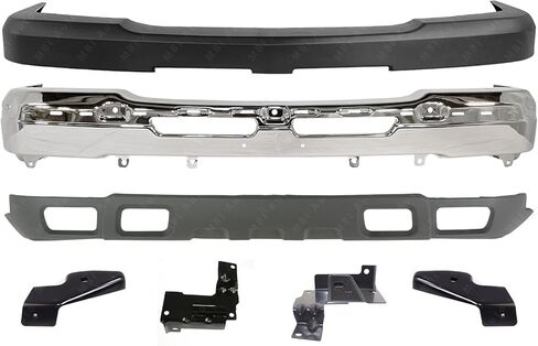 مصدات توفر - مجموعة من 7 قطع من الكروم والفولاذ لمصد أمامي كامل متوافق مع 2003-2007 Chevy Silverado 2500 3500 HD 03-07، GM1002416 GM1092173 GM1051109 GM1061101 in Saudi Arabia