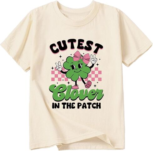 قمصان للفتيات الصغيرات لعيد القديس باتريك، قمصان قطنية لطيفة بأكمام قصيرة بأكمام قصيرة، مناسبة لعمر 3-13 عامًا in Kuwait