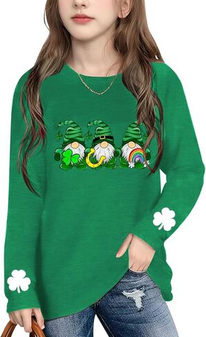 Kids St Patricks Day Shirt Boys Girls Toddler Cute Love Heart Long Sleeve Casual Tee Tops in Kuwait