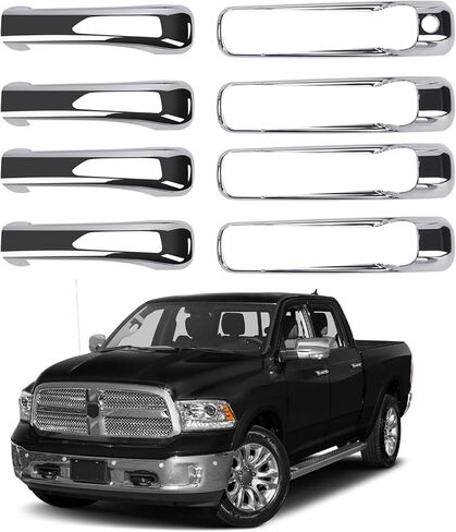 sportuli 4 Sets Black Door Handle Covers Compatible with 2013-2018 Dodge RAM 1500 2500 3500, 2019-2024 RAM 1500 Classic and 2005-2010 Jeep Grand Cherokee and Jeep Commander, Without Smart Key Hole in Saudi Arabia