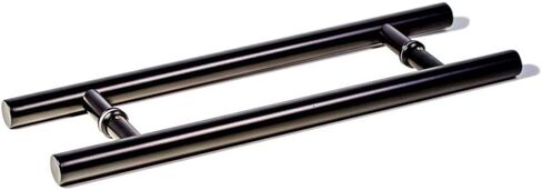 18 Inch Total Length Modern Stainless Steel Front Door Handles Matte Black Paint Finish, Internal External Door Pull Push Handle for Single or Double Doors Sliding Barn Doors, Round Shaped Bar in Saudi Arabia