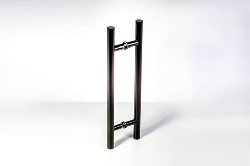 18 Inch Total Length Modern Stainless Steel Front Door Handles Matte Black Paint Finish, Internal External Door Pull Push Handle for Single or Double Doors Sliding Barn Doors, Round Shaped Bar in Saudi Arabia
