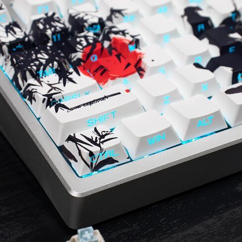 PBT Japanese Gray Keycaps 144 Keys Cherry Profile DYE-Sub Custom Minimalist Keycaps for 60% 65% 70% 75% 100% Cherry Gateron MX Switches Mechanical Keyboards in Saudi Arabia