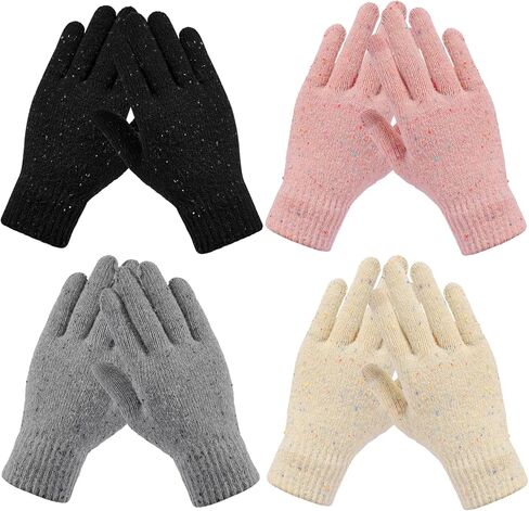 Winter Gloves for Women - 4 Pairs Winter Gloves with Touchscreen Fingers, Warm Knit Womens Gloves for cold weather in Kuwait
