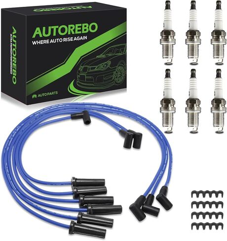 Set of 6 PCS Ignition Spark Plug Wires 671-6064 51032 RC-GMX086 & 6 Iridium Spark Plugs Set Compatible with Pontiac Bonneville Buick LeSabre Lucerne Park Avenue Oldsmobile 88 LSS 3.8L V6 1999-2005 in Kuwait