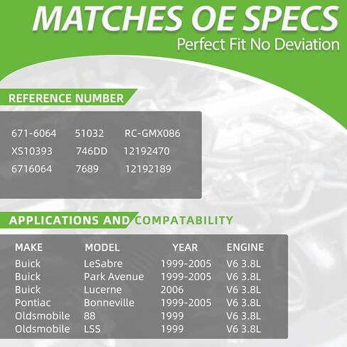 Set of 6 PCS Ignition Spark Plug Wires 671-6064 51032 RC-GMX086 & 6 Iridium Spark Plugs Set Compatible with Pontiac Bonneville Buick LeSabre Lucerne Park Avenue Oldsmobile 88 LSS 3.8L V6 1999-2005 in Kuwait