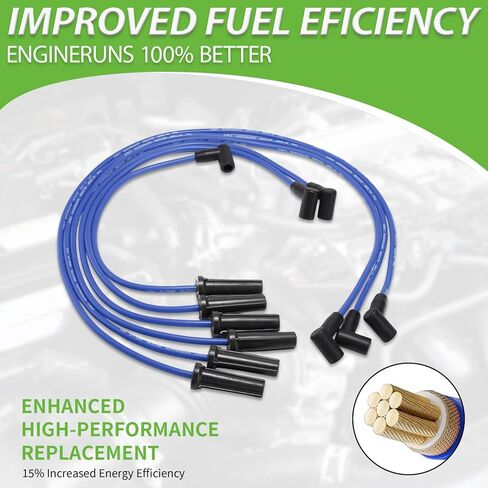 Set of 6 PCS Ignition Spark Plug Wires 671-6064 51032 RC-GMX086 & 6 Iridium Spark Plugs Set Compatible with Pontiac Bonneville Buick LeSabre Lucerne Park Avenue Oldsmobile 88 LSS 3.8L V6 1999-2005 in Kuwait