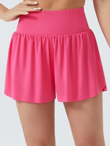 Women's High Waisted Flowy Running Shorts 2 in 1 Athletic Workout Skirt Shorts in Saudi Arabia