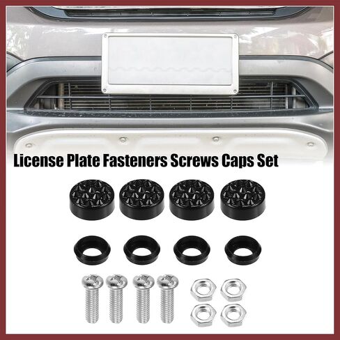 1 Set Bling Car License Plate Fasteners Screws Caps Covers Black Universal Rhinestone License Plate Bolt Cap Plastic Washer Replace Parts in Saudi Arabia