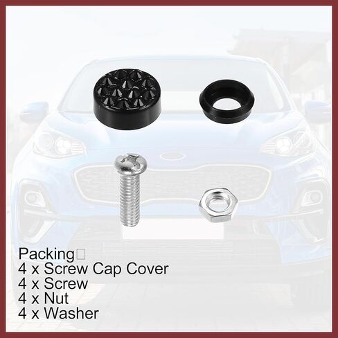 1 Set Bling Car License Plate Fasteners Screws Caps Covers Black Universal Rhinestone License Plate Bolt Cap Plastic Washer Replace Parts in Saudi Arabia