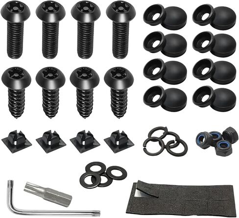 Anti Theft License Plate Screws Kits, Stainless Standard License Plate Frame Mounting Hardware, M6 (1/4") Tamper Proof Screws, Caps Cover for Securing License Plates Frames on Car, Truck in Saudi Arabia