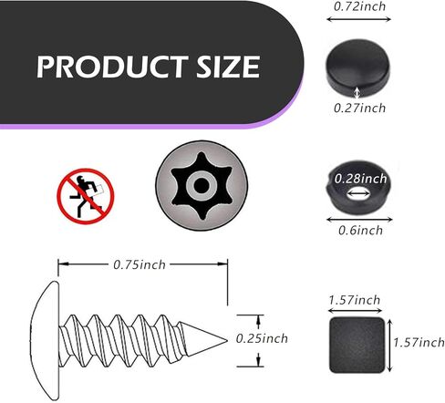 Anti Theft License Plate Screws Kits, Stainless Standard License Plate Frame Mounting Hardware, M6 (1/4") Tamper Proof Screws, Caps Cover for Securing License Plates Frames on Car, Truck in Saudi Arabia