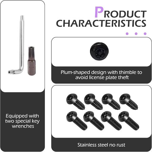 Anti Theft License Plate Screws Kits, Stainless Standard License Plate Frame Mounting Hardware, M6 (1/4") Tamper Proof Screws, Caps Cover for Securing License Plates Frames on Car, Truck in Saudi Arabia