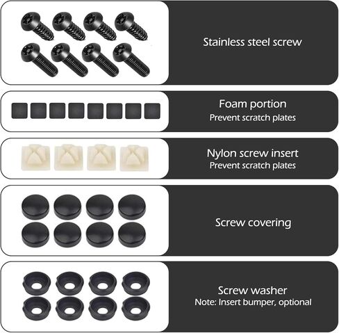 Anti Theft License Plate Screws Kits, Stainless Standard License Plate Frame Mounting Hardware, M6 (1/4") Tamper Proof Screws, Caps Cover for Securing License Plates Frames on Car, Truck in Saudi Arabia