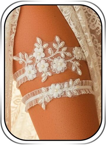 Campsis Garter for Bride Wedding Pearl Garter Belt Floral Bridal Leg Accessories for Women in Saudi Arabia