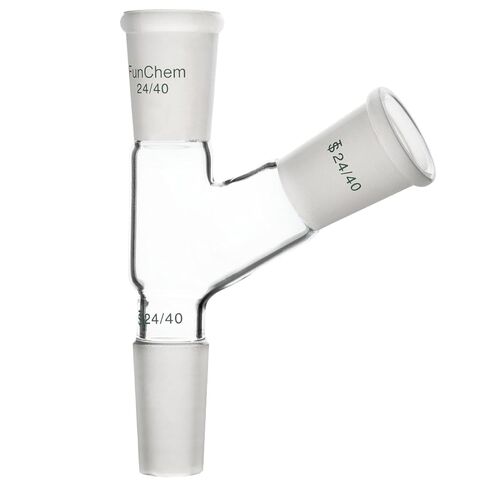 FunChem 3-Way Glass Distilling Adapter, Borosilicate Glass Three-Way 105° Angle Claisen Distillation Adapter with 24/40 Joints in Kuwait