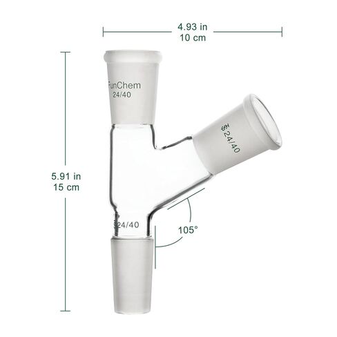 FunChem 3-Way Glass Distilling Adapter, Borosilicate Glass Three-Way 105° Angle Claisen Distillation Adapter with 24/40 Joints in Kuwait