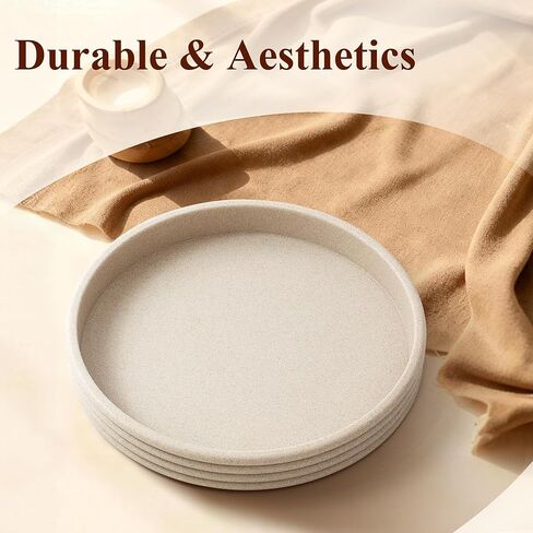Round Decorative Tray - Modern Coffee Table Tray Decor, Resin Home Decor for Living Room & Bedroom. Multi-Functional Coffee Table Centerpiece with Anti-Slip Pads - 11x1.5 Inch Key Trays - Beige in Saudi Arabia