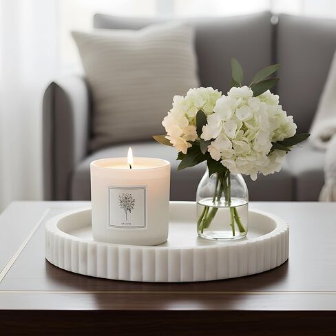 Swadeshi Blessings Handcrafted Marble Decorative Tray for Coffee Table Decor, Round Trays Home Decor, Ottoman Tray for Living Room, Coffee Table Tray, Dining Table Centerpiece Decor, Farmhouse Decor in Kuwait