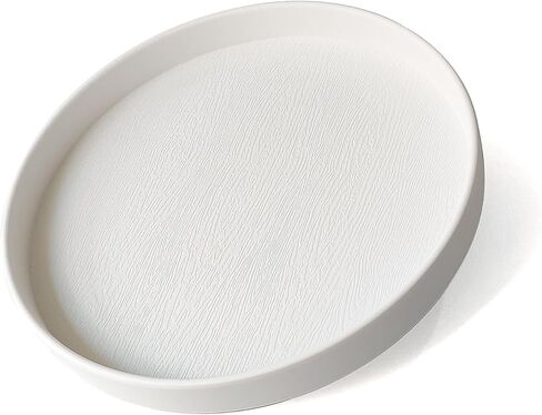 White Round Small Tray (6.5 inch) for Bathroom & Kitchen Decor - Decorative Vanity Tray, Coffee Table Tray, Countertop Organizer for Perfume, Soap, Jewelry - Sturdy Plastic Serving Tray in Saudi Arabia