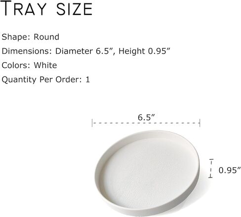 White Round Small Tray (6.5 inch) for Bathroom & Kitchen Decor - Decorative Vanity Tray, Coffee Table Tray, Countertop Organizer for Perfume, Soap, Jewelry - Sturdy Plastic Serving Tray in Saudi Arabia