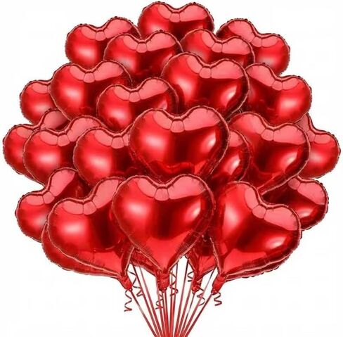 32 Pieces 18 Inch Heart Balloons Heart Shaped Foil Balloons Valentines Day Balloons for Valentines Day, Wedding, Engagement Decoration (Red) in Saudi Arabia