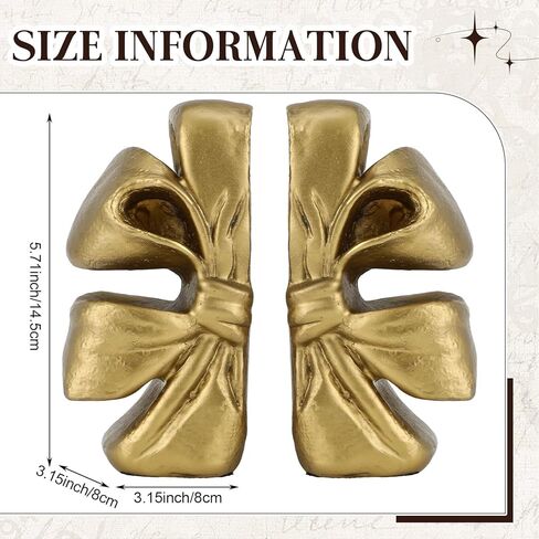 خمر القوس الذهب مجموعة من 2 الثقيلة الزخرفية Bowknot كتاب ينتهي الراتنج الدفتين مع قاعدة شعر غير قابلة للانزلاق كتم ماتي كتاب سدادة حامل الرف المنظم لمكتب ديكور مكتب المنزل in Saudi Arabia