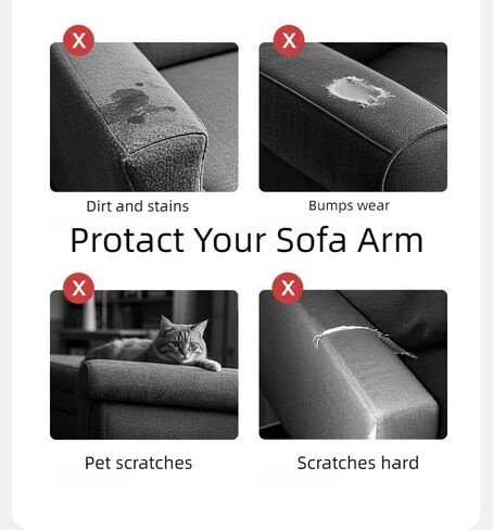 Sofa Arm Covers & Chair Arm Covers Set of 2 - Stretch Recliner Arm Covers for Sofa with Non-Slip Grip, Arm Rest Covers for Couch Loveseat/Sectional Coffee L:25.5"-27.5" L X 7"-9.8" W in Saudi Arabia