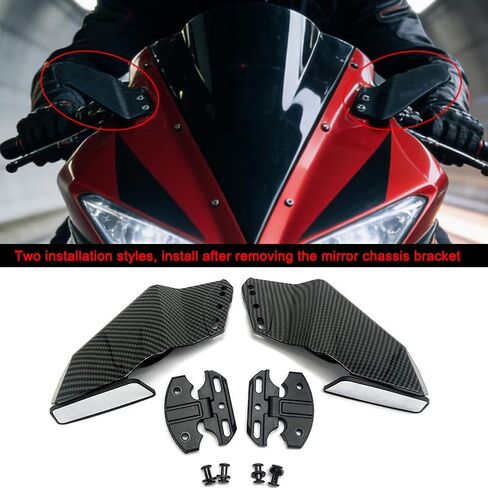 مرآة الرؤية الخلفية لجناح الدراجات النارية لسوزوكي GSXR 600 750 GSX-R 1000 250R Moto Fairing Sportster الديناميكيات الهوائية المرايا الجانبية (نمط أسود) in Kuwait