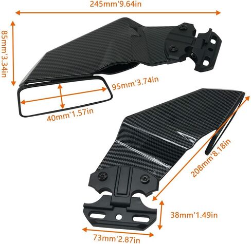 مرآة الرؤية الخلفية لجناح الدراجات النارية لسوزوكي GSXR 600 750 GSX-R 1000 250R Moto Fairing Sportster الديناميكيات الهوائية المرايا الجانبية (نمط أسود) in Kuwait