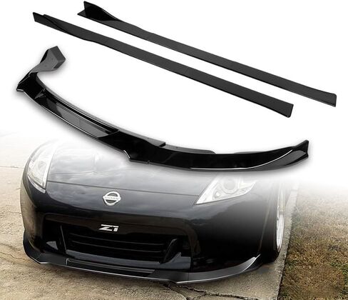 9pcs Combo Front Bumper Body Kit Lip + Side Skirt Extensions Diffuser Compatible with 2009-2012 Nissan 370Z Z34 2010 2011 (Painted Carbon) in Saudi Arabia