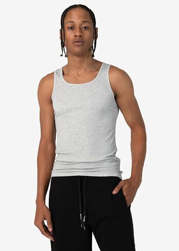 Ethika Mens Fitted Tank Top | Light Gray in Saudi Arabia