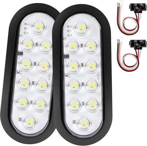 مصابيح خلفية LED بيضاوية مقاس 6 بوصة قطعتين، 10 مصابيح LED لإيقاف تشغيل أضواء الفرامل الخلفية، معتمدة من DOT، حامل سطح مقاوم للماء IP67، لمقطورة قارب RV للشاحنة in Kuwait