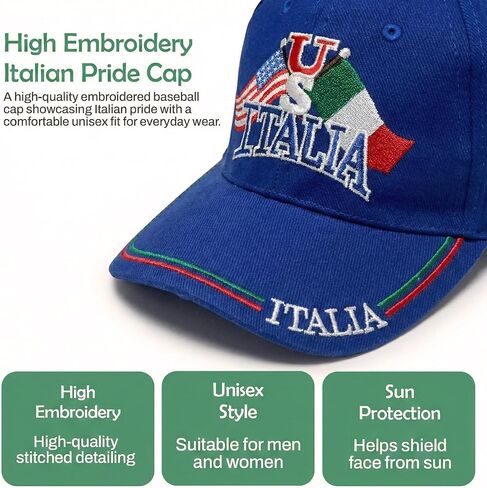US/Italia Flags Embroidered Baseball Cap – Colorful Italian Hat - Italy Collection of Italian Pride Products at PSILoveItaly in Kuwait